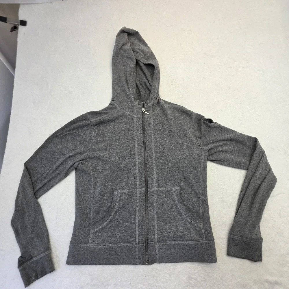 Lucy Gray Full Zip Hoodie Jacket Medium Stretch Cotton Blend USA Made Active